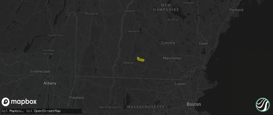 Hail map in Nelson, NH on July 16, 2026