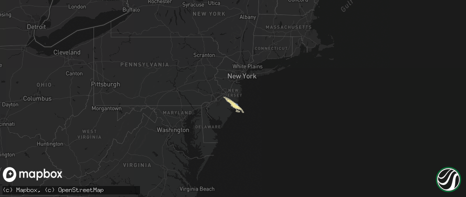 Hail map in New Jersey on July 16, 2026