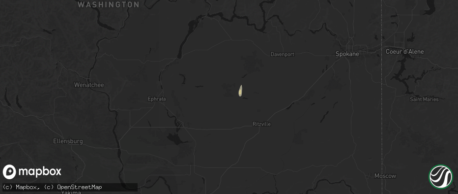 Hail map in Odessa, WA on July 16, 2026
