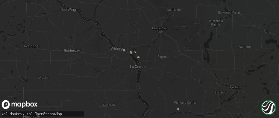 Hail map in Onalaska, WI on July 16, 2026