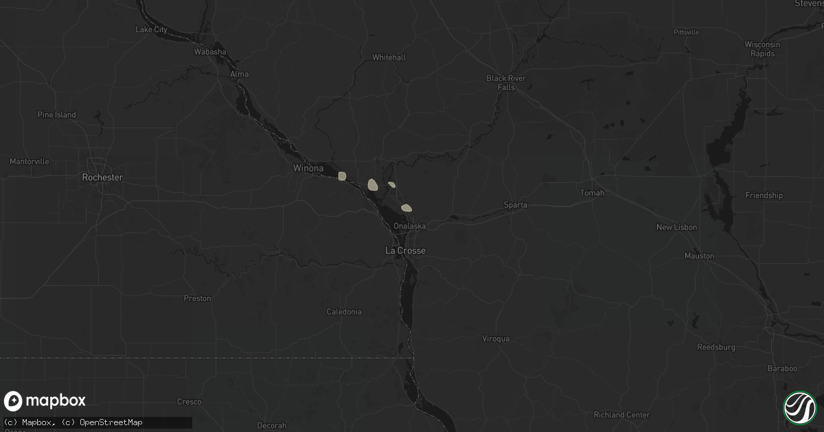 Hail map in Onalaska, WI on July 16, 2026