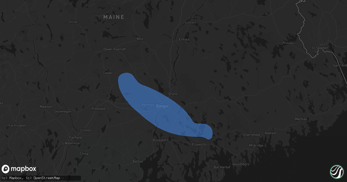 Hail map in Orono, ME on July 16, 2026