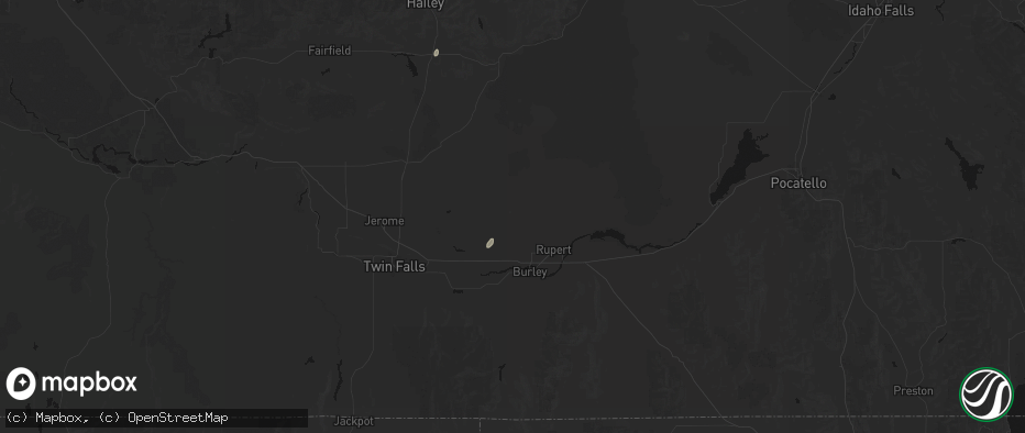 Hail map in Paul, ID on July 16, 2026