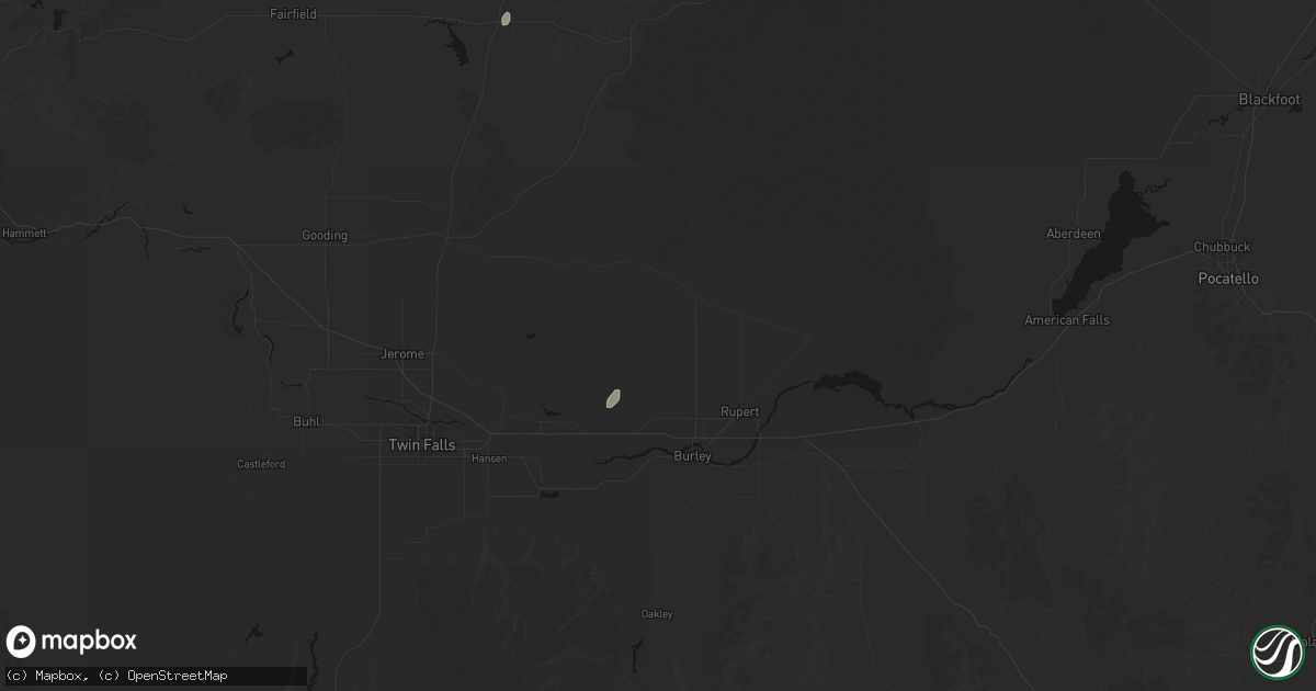Hail map in Paul, ID on July 16, 2026