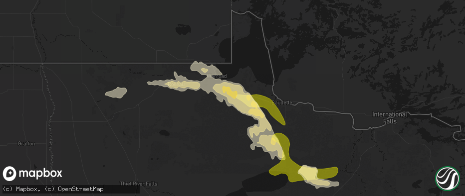 Hail map in Roosevelt, MN on July 16, 2026