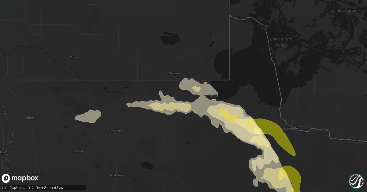 Hail map in Salol, MN on July 16, 2026