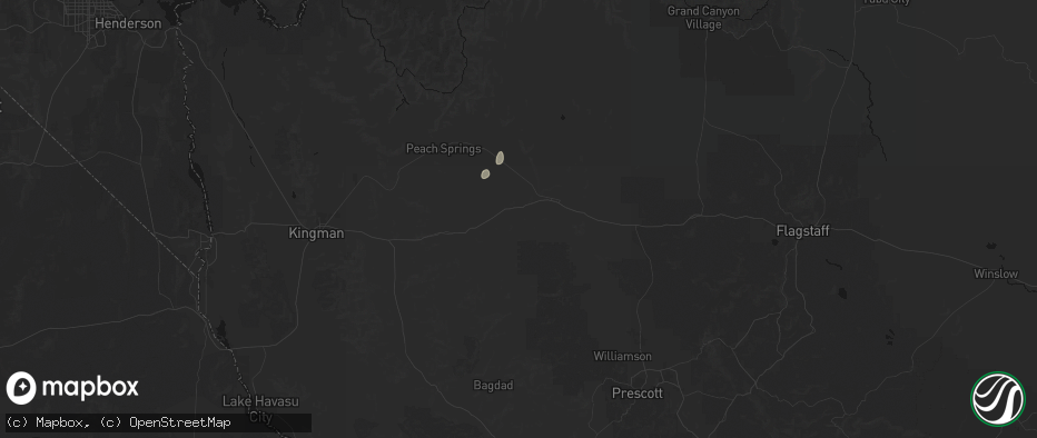 Hail map in Seligman, AZ on July 16, 2026