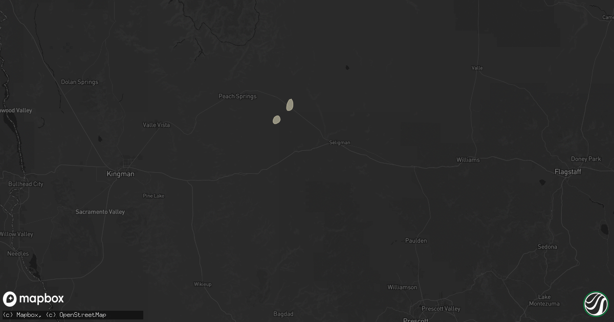 Hail map in Seligman, AZ on July 16, 2026
