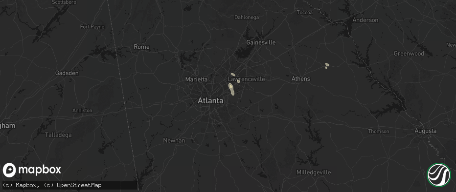 Hail map in Stone Mountain, GA on July 16, 2026