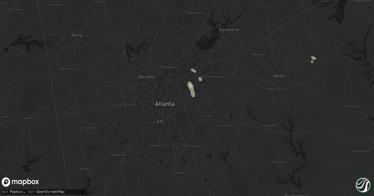 Hail map in Stone Mountain, GA on July 16, 2026