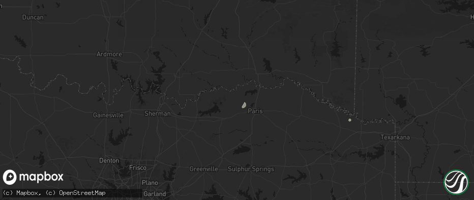 Hail map in Sumner, TX on July 16, 2026