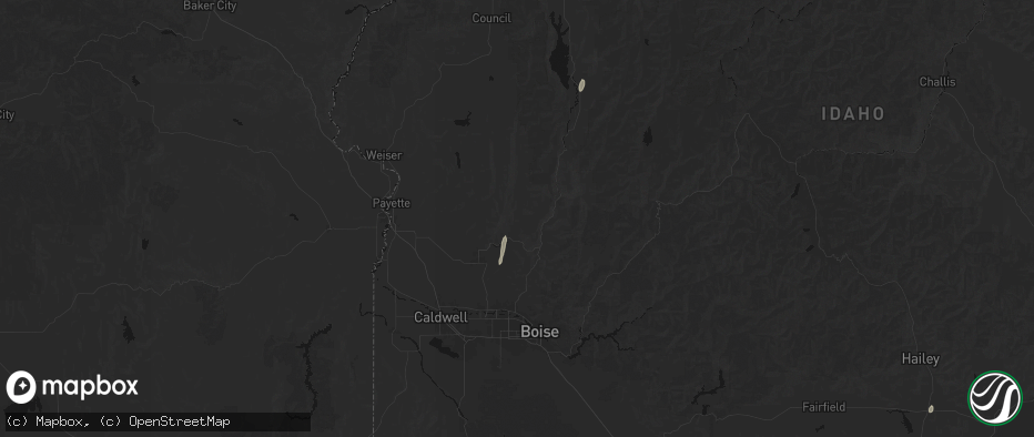 Hail map in Sweet, ID on July 16, 2026