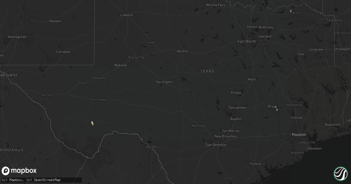 Hail map in Texas on July 16, 2026