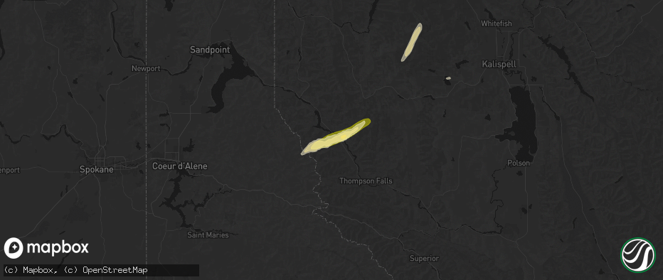 Hail map in Trout Creek, MT on July 16, 2026