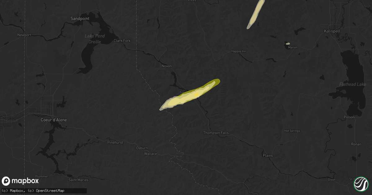 Hail map in Trout Creek, MT on July 16, 2026