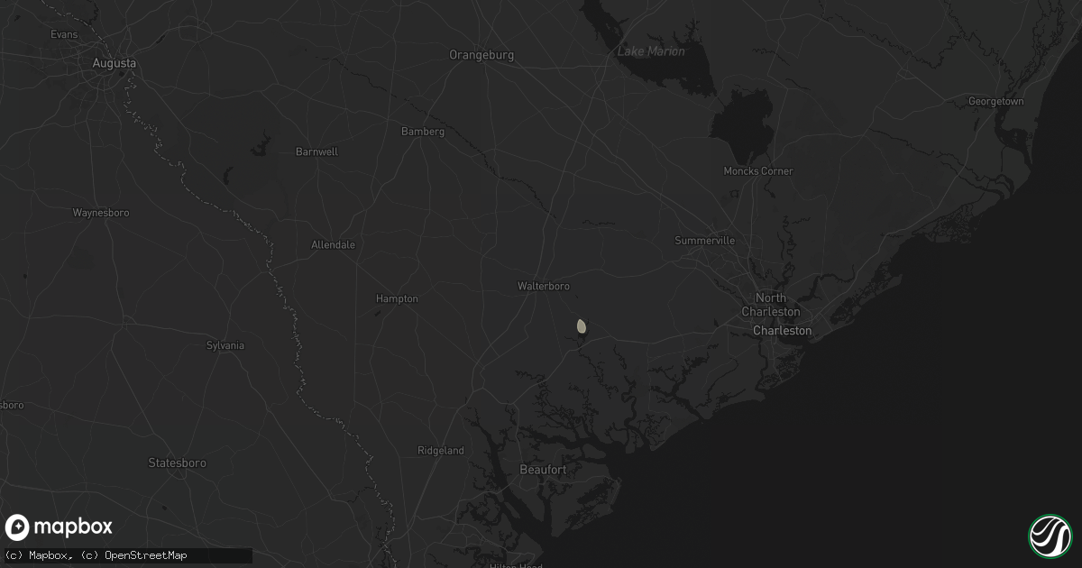 Hail map in Walterboro, SC on July 16, 2026