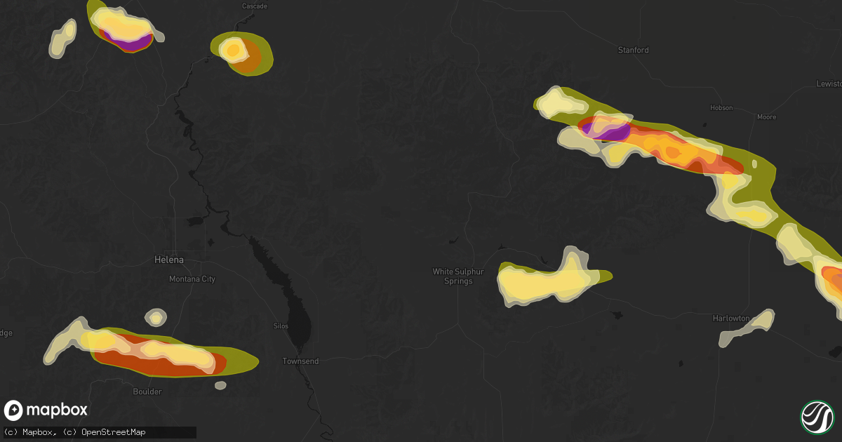 Hail map in White Sulphur Springs, MT on July 16, 2026