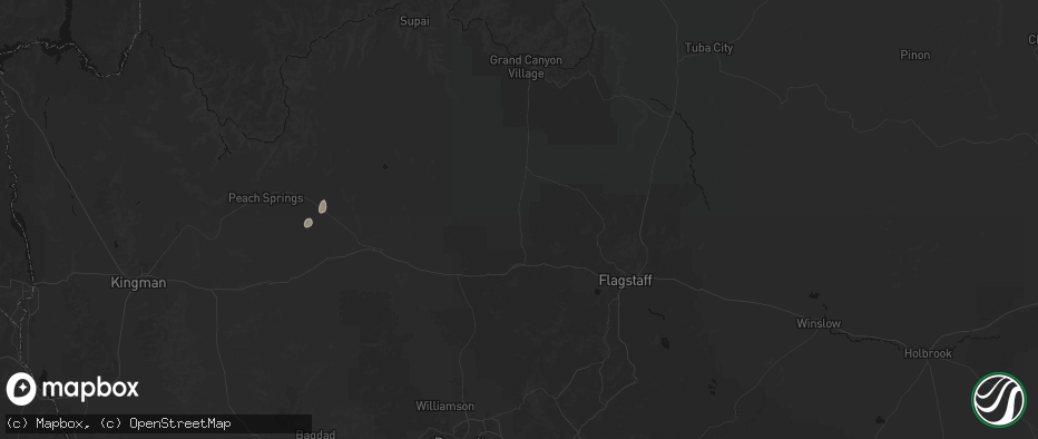 Hail map in Williams, AZ on July 16, 2026
