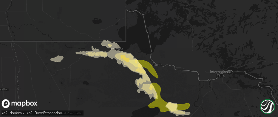 Hail map in Williams, MN on July 16, 2026