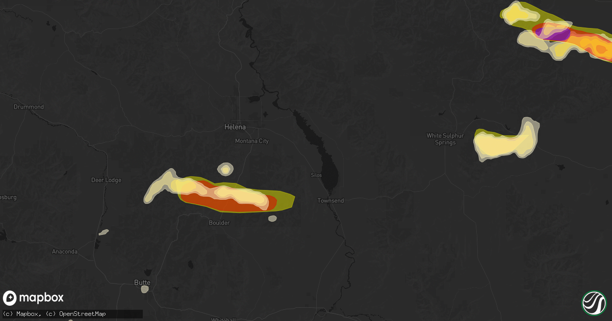 Hail map in Winston, MT on July 16, 2026