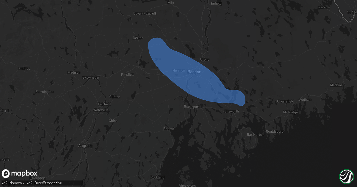 Hail map in Winterport, ME on July 16, 2026