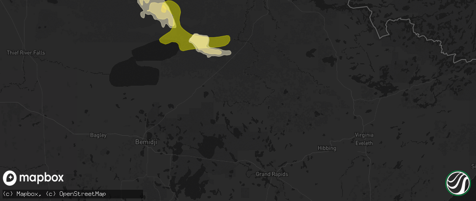 Hail map in Wirt, MN on July 16, 2026