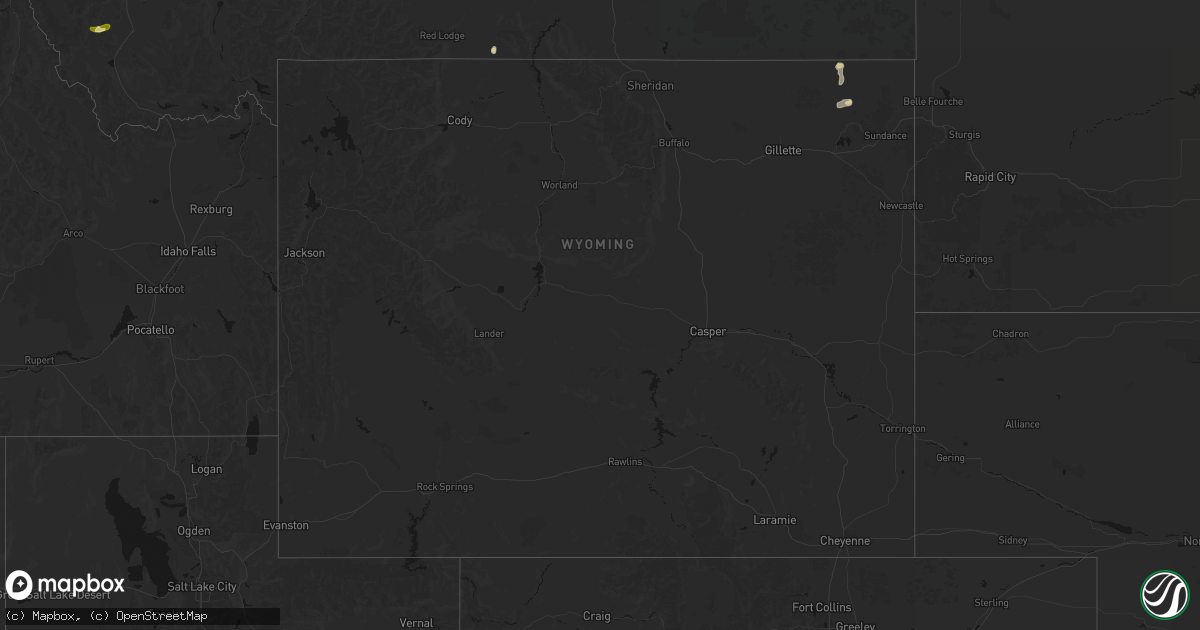 Hail map in Wyoming on July 16, 2026