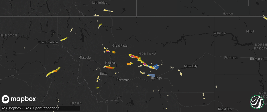 Hail map on July 16, 2026