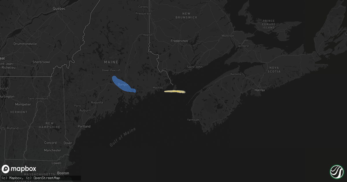 Hail map on July 16, 2026