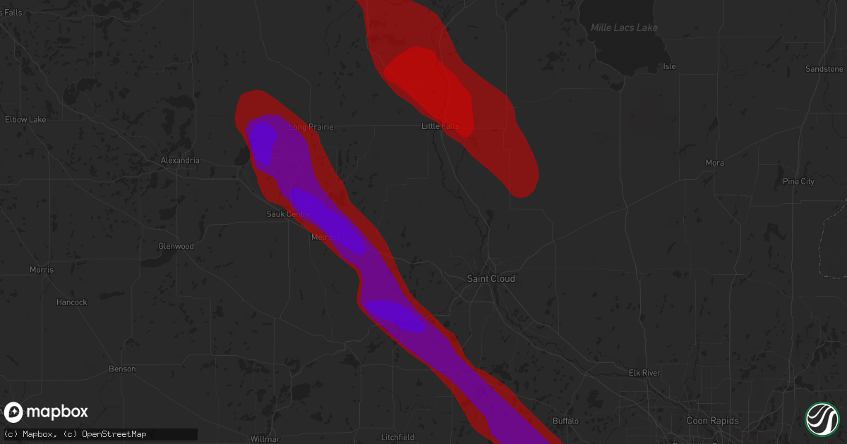 Hail map in Cold Spring, MN on July 17, 2010