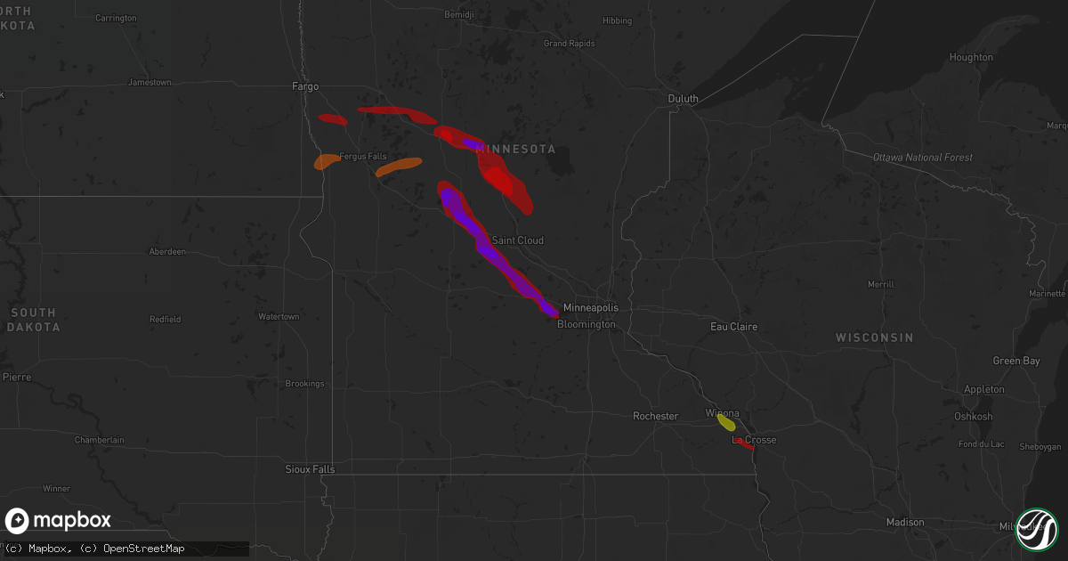 Hail map on July 17, 2010