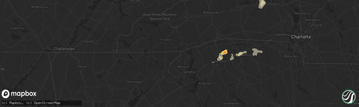 Hail map in Greer, SC on July 17, 2013