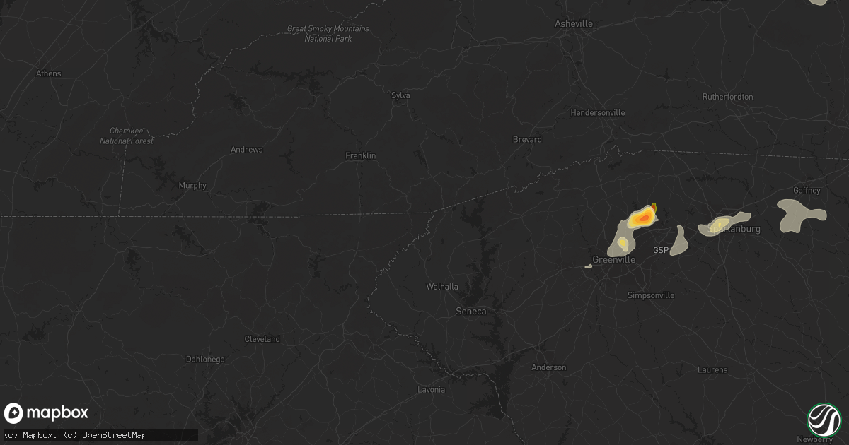 Hail map in Spartanburg, SC on July 17, 2013
