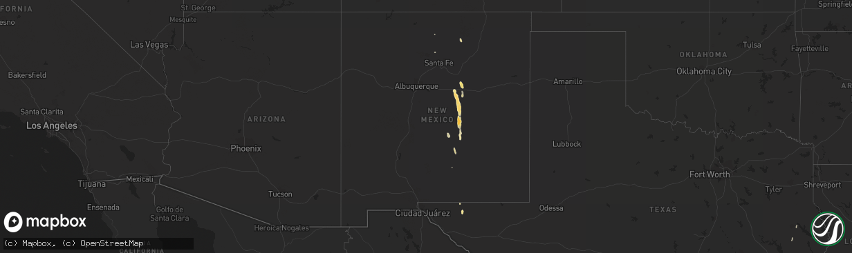 Hail map in California on July 17, 2014