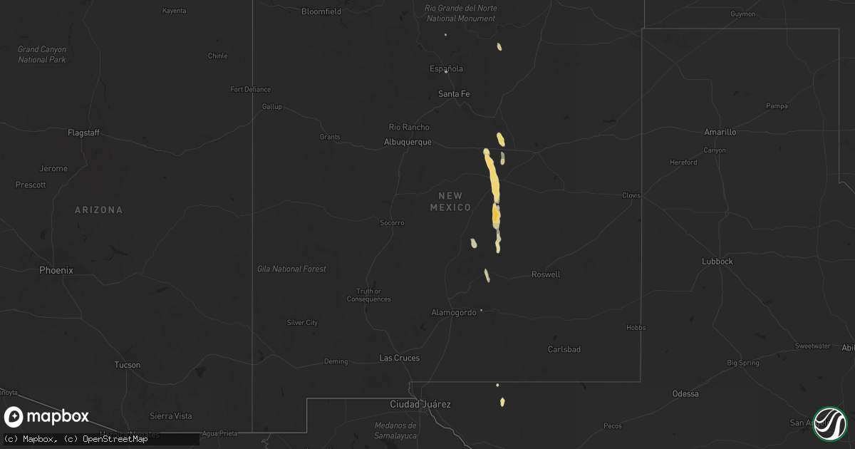 Hail map in California on July 17, 2014