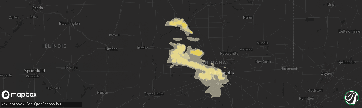 Hail map in Crawfordsville, IN on July 17, 2015