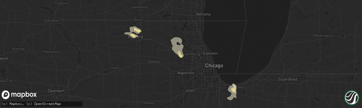 Hail map in Elgin, IL on July 17, 2015