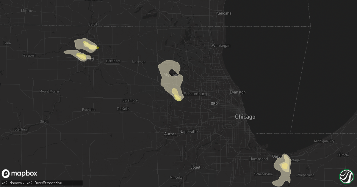 Hail map in Elgin, IL on July 17, 2015