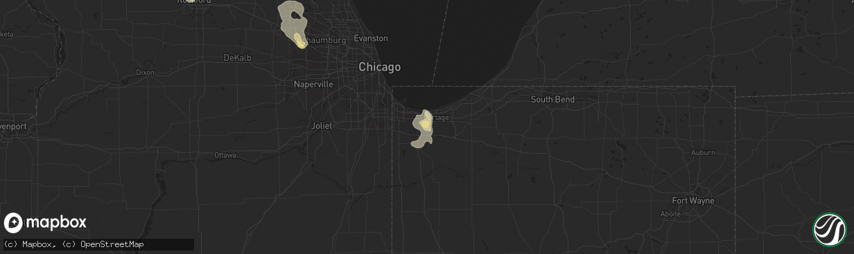 Hail map in Hobart, IN on July 17, 2015