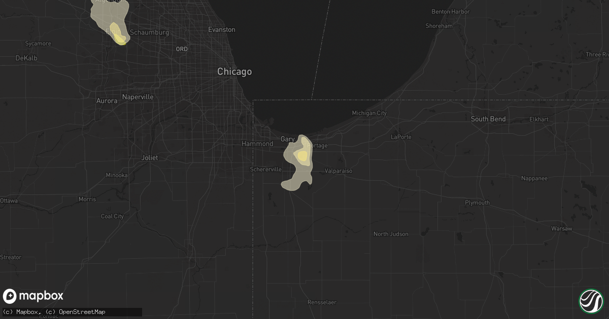 Hail map in Hobart, IN on July 17, 2015