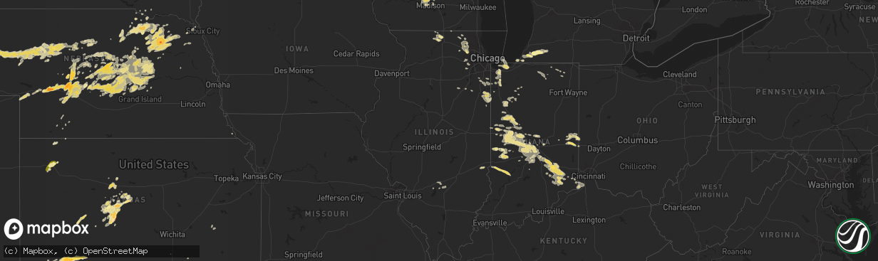 Hail map in Illinois on July 17, 2015