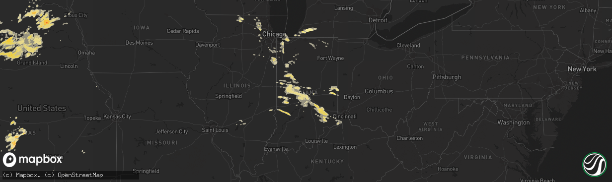 Hail map in Indiana on July 17, 2015