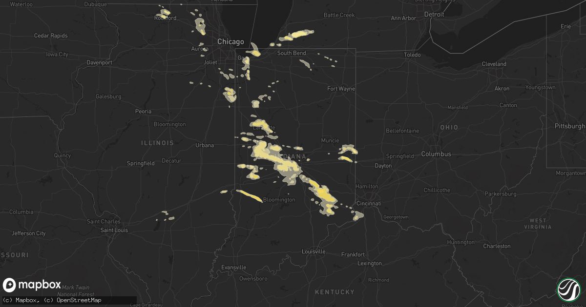 Hail map in Indiana on July 17, 2015