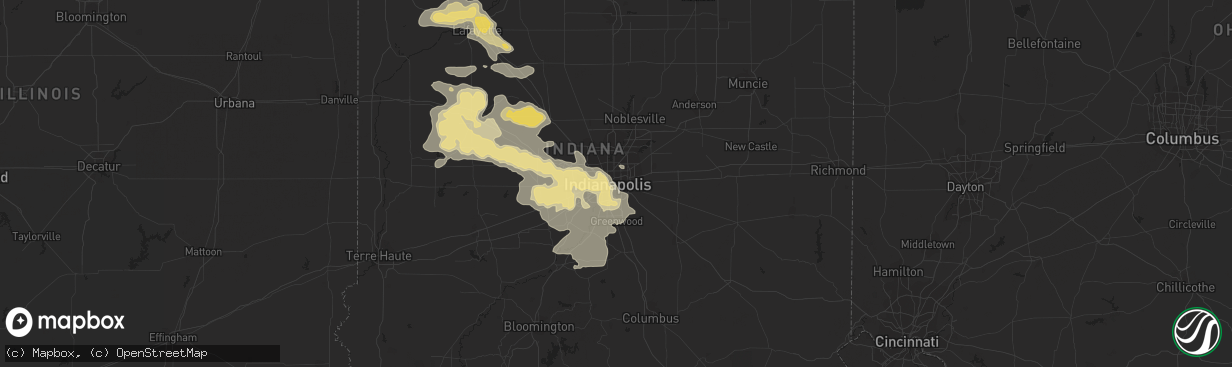 Hail map in Indianapolis, IN on July 17, 2015