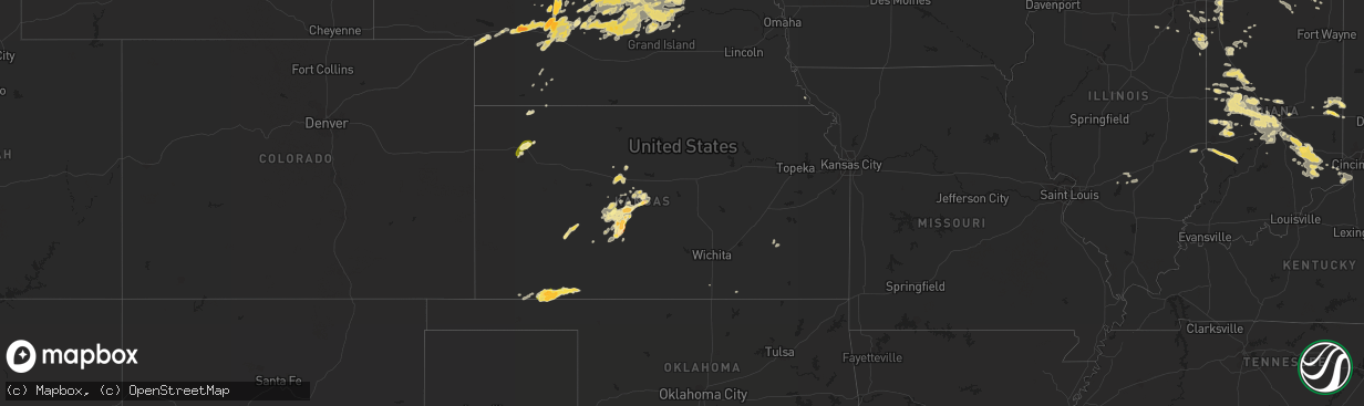 Hail map in Kansas on July 17, 2015