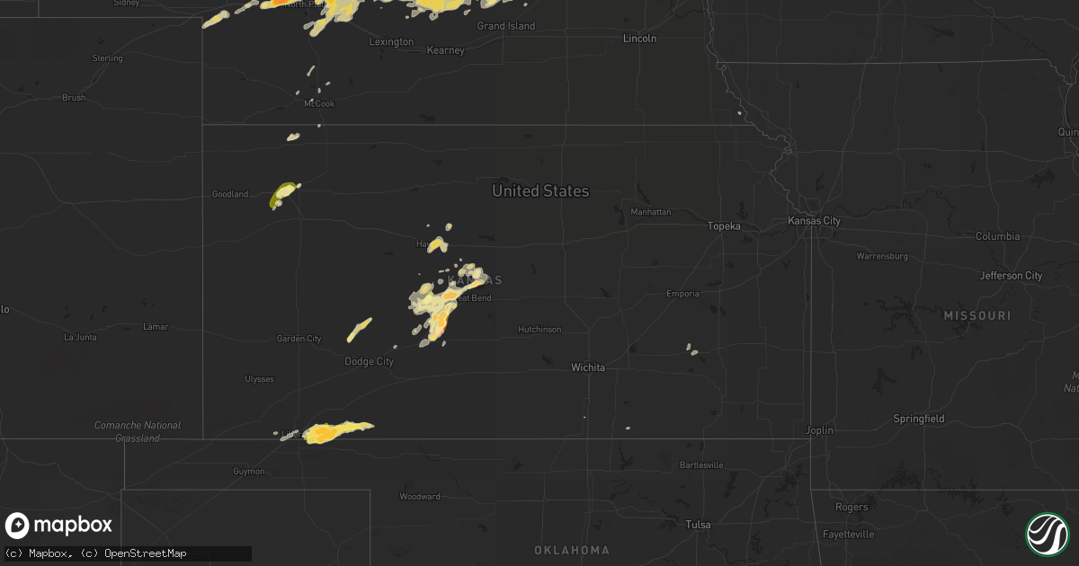 Hail map in Kansas on July 17, 2015