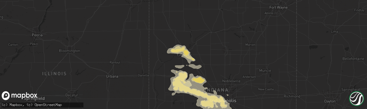 Hail map in Lafayette, IN on July 17, 2015