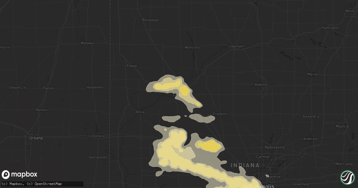 Hail map in Lafayette, IN on July 17, 2015