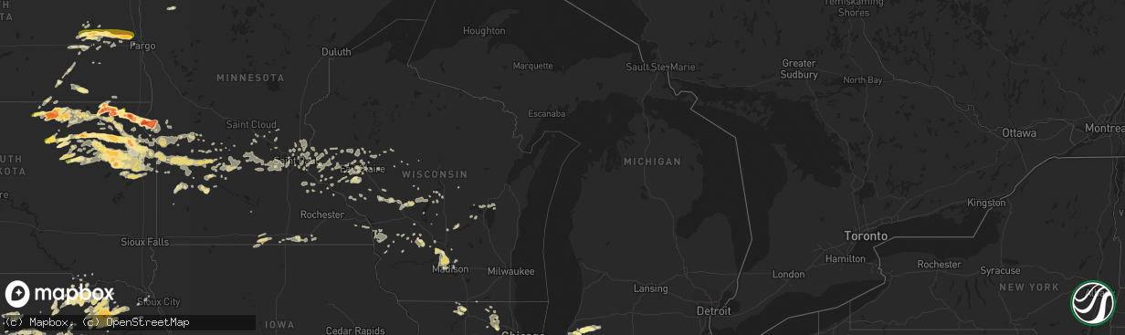 Hail map in Michigan on July 17, 2015