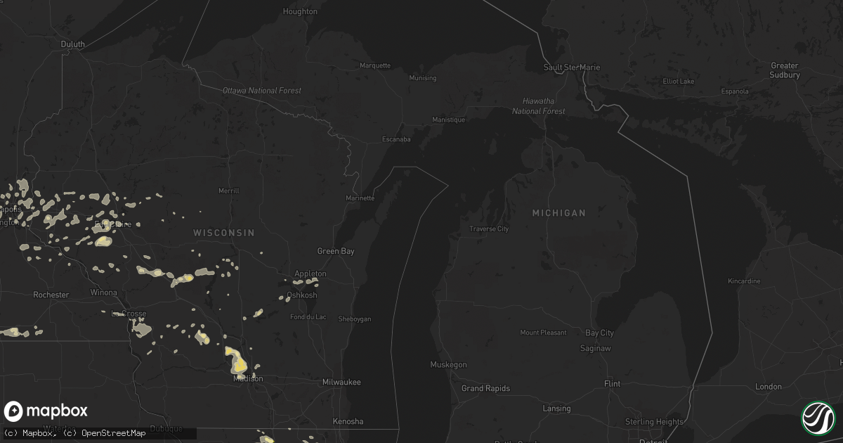 Hail map in Michigan on July 17, 2015